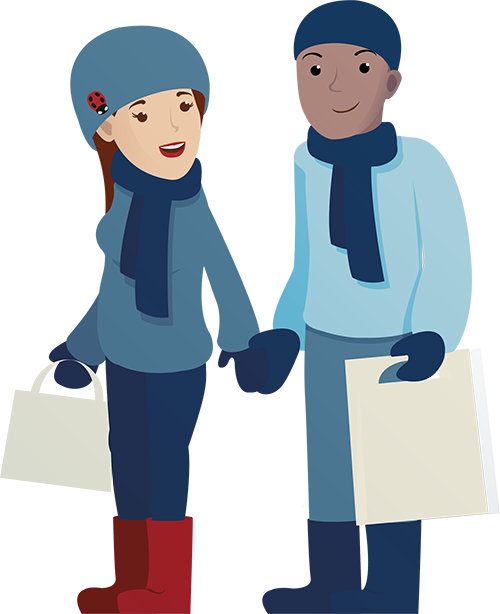 Man and Woman holding shopping bags